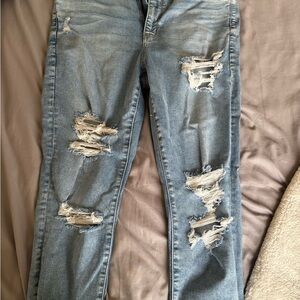 American Eagle Outfitters Blue Skinny Distressed Jeans